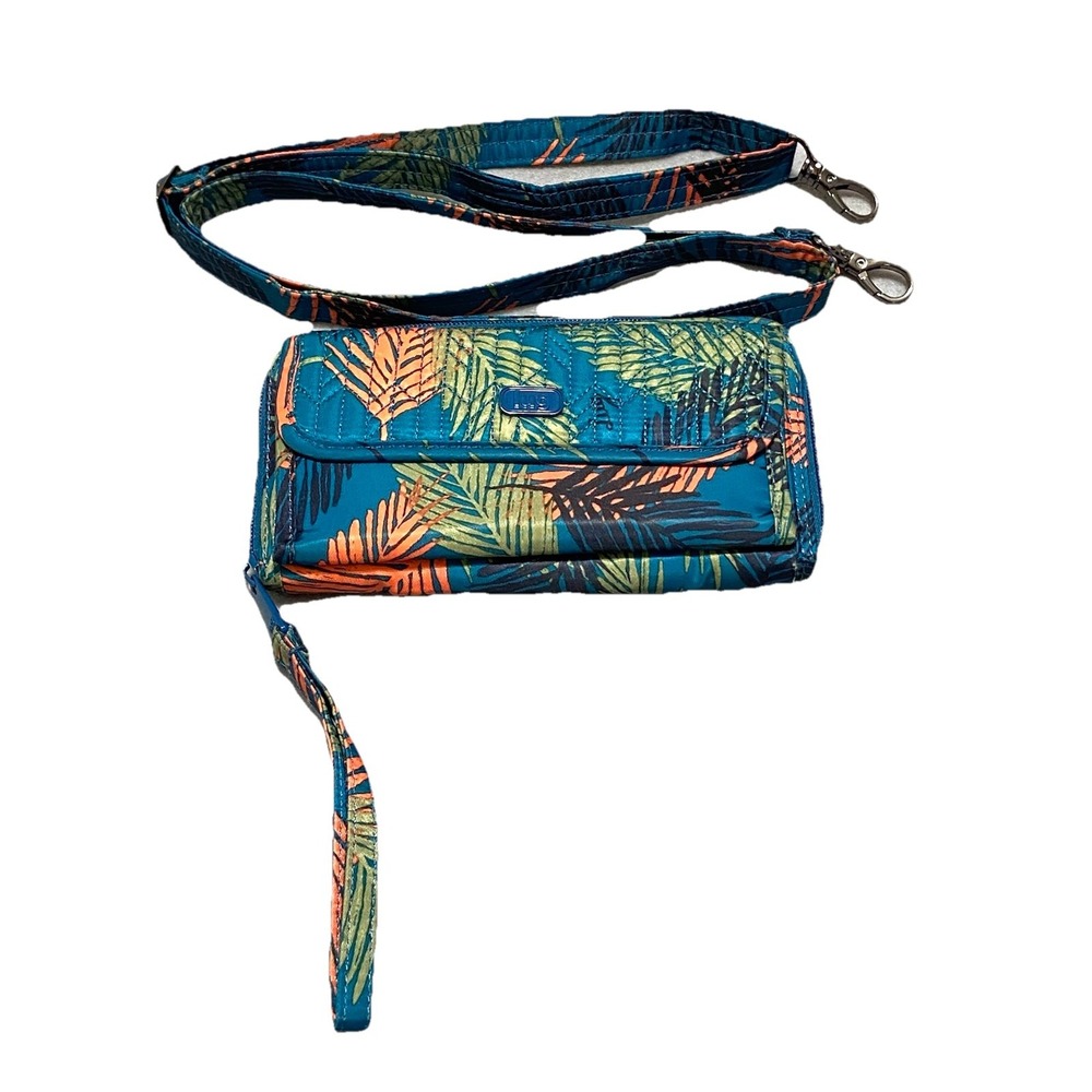 Lug Tram G2 RFID Crossbody Wallet Belt Bag Tropical Palm Blue Green Orange